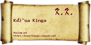 Kósa Kinga névjegykártya